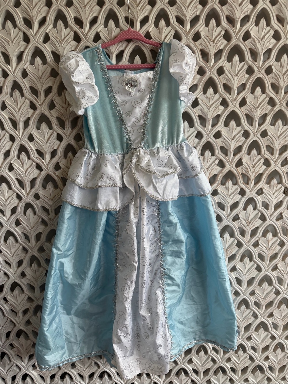 Little Adventures Cinderella Princess Dress Costume Size 5-7 Blue Silver